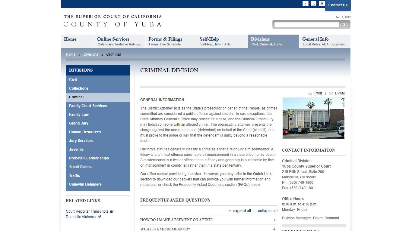 Criminal Division | Superior Court of California - County of Yuba