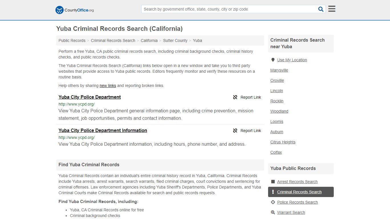 Criminal Records Search - Yuba, CA (Arrests, Jails & Most Wanted Records)