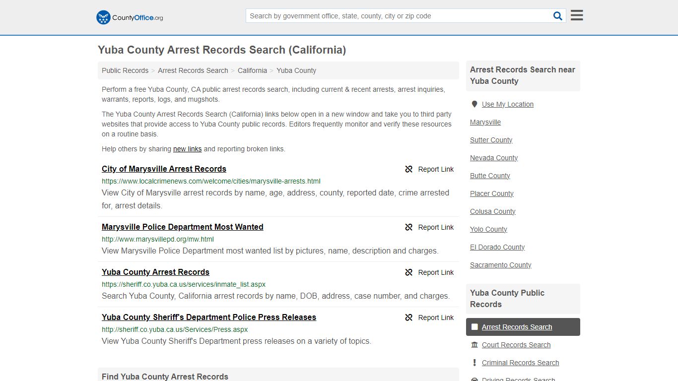 Arrest Records Search - Yuba County, CA (Arrests & Mugshots)